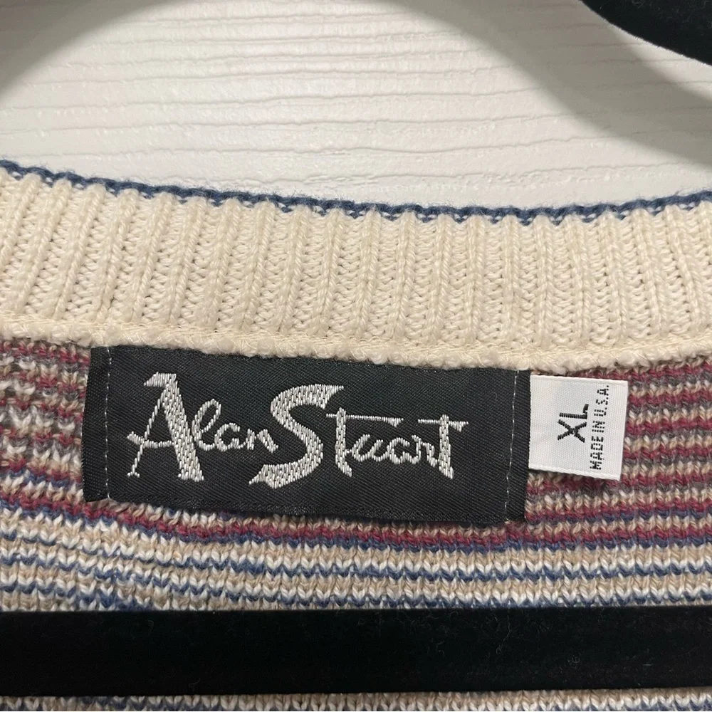 Vintage Alan Stuart Men’s Golf Golfer Graphic Knit Sweater Made In USA Size XL